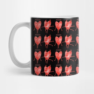 The good and bad sides of love and heart version 2 on black background Mug